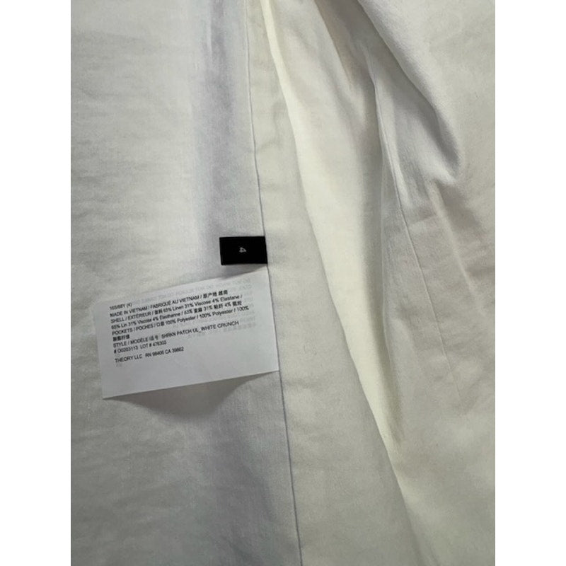 Theory Shrunken Patch Pocket Blazer Button Front White Crunch Womens Size 4