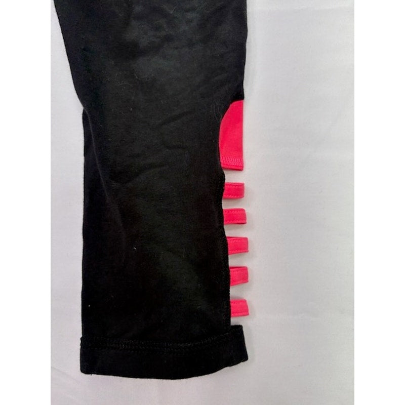 Material Girl Active Capri Leggings Strappy Hem Black Pink Womens Size XXS
