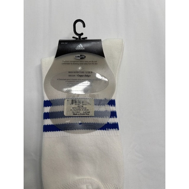 Adidas Copa Edge Soccer Socks Knee High White/Blue Mens Shoe Size 6-12
