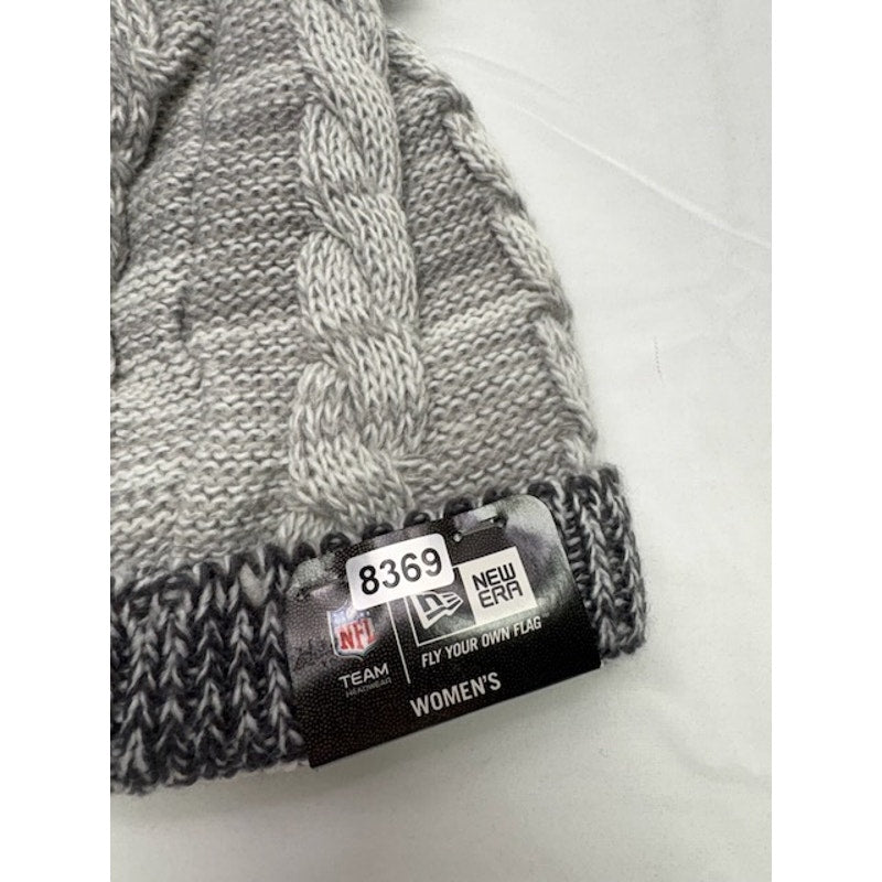 New Era NFL Cable Knit Pom Beanie Sherpa Lined Winter Hat Gray Womens OS