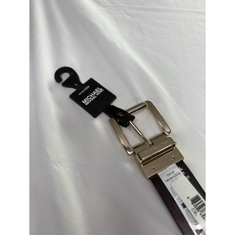 Michael Kors Reversible MK Logo Belt Brown Monogram Black Leather Mens Large