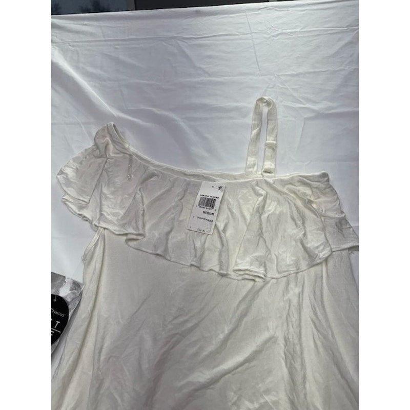 Crave Fame By Almost Famous One Shoulder Ruffle Pullover Blouse Top White M