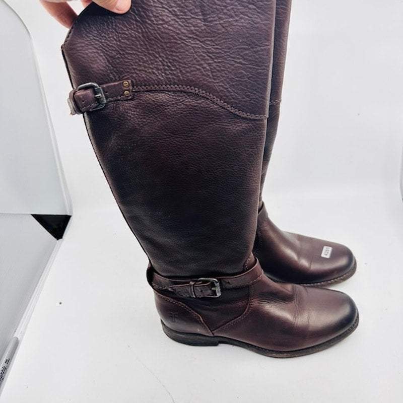Vintage Frye Phillip Real Leather Buckle Riding Boots 3476844 Brown Womens 7B