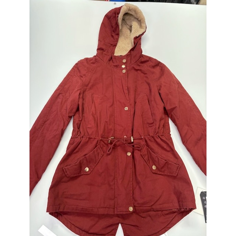Collection B Hooded Anorak Jacket Twill Full-Zip Brick Junior Womens Size S