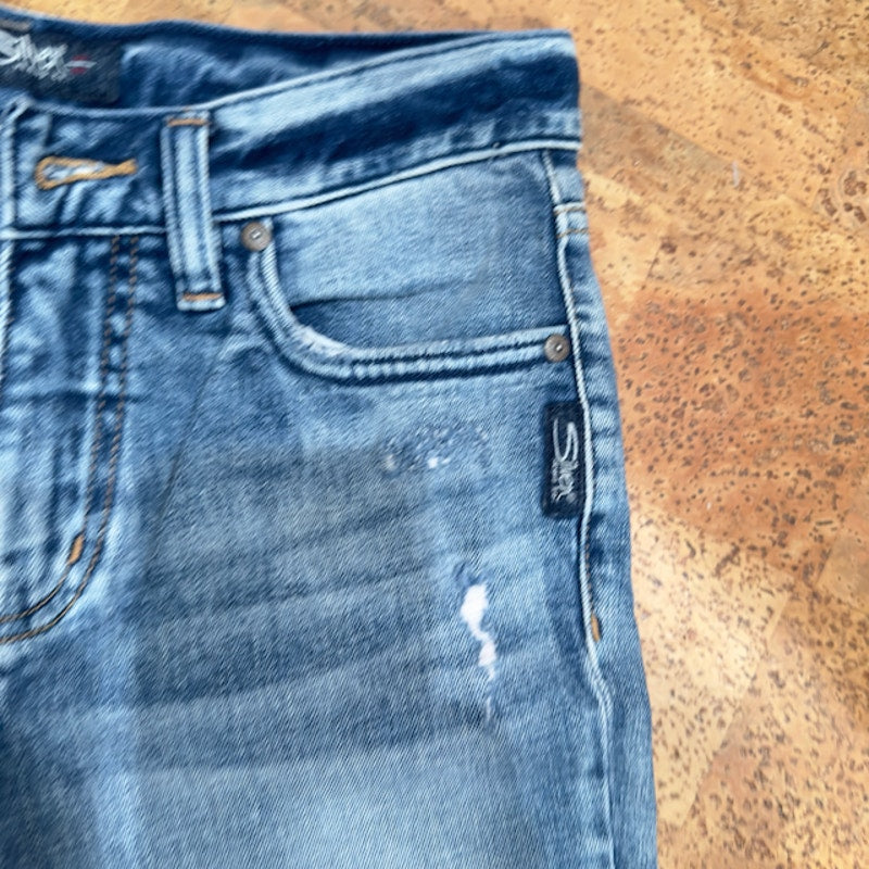Silver Jeans Vintage High Rise Ankle Straight Jeans Medium Indigo Womens 24