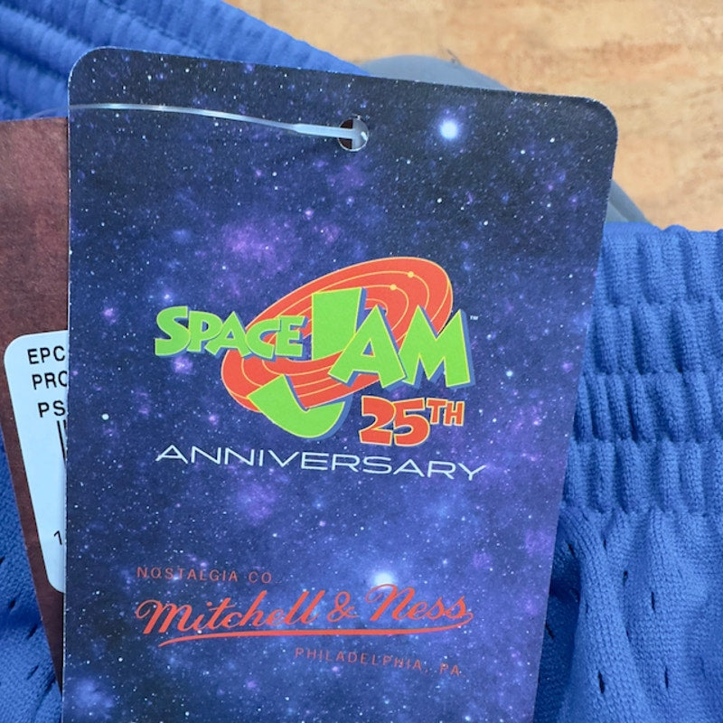 Mitchell & Ness Mens Space Jam 96 Basketball Shorts Graphic Print Blue M NWT