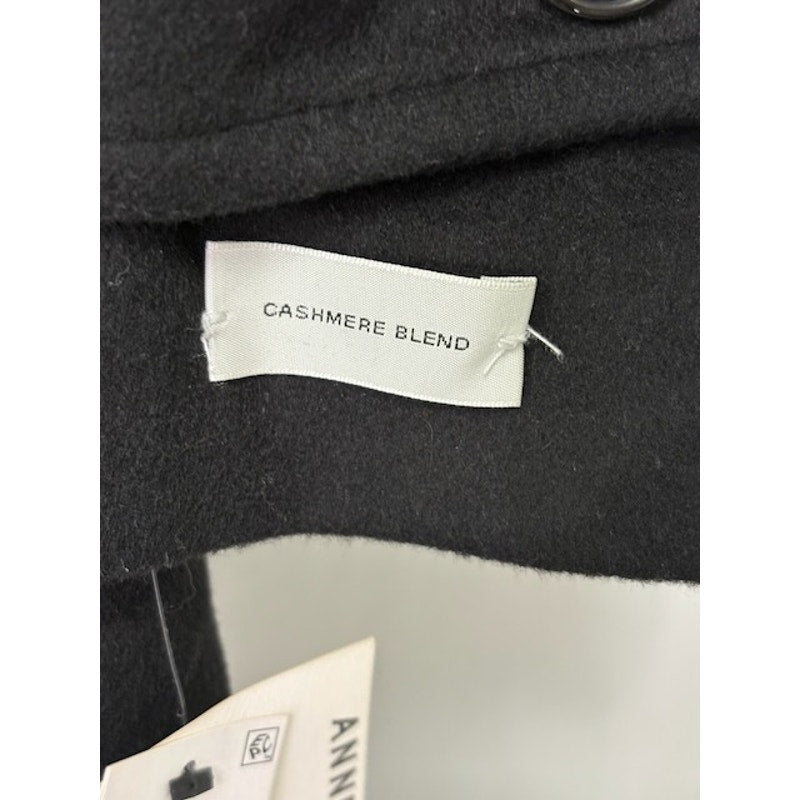 Anne Klein Double-Breasted Hooded Coat Cashmere Blend Black Womens Size 2