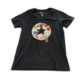 Converse V-Neck T-Shirt Floral-Printed Chuck Taylor Logo Black Womens Size S