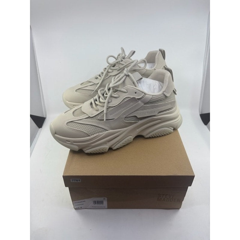Steve Madden Possess Shoes Lace-Up Round Toe Sneakers Greige Mens 10.5 D