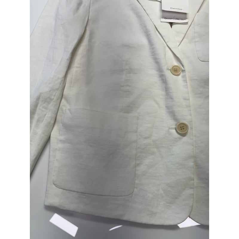 Theory Shrunken Patch Pocket Blazer Button Front White Crunch Womens Size 4