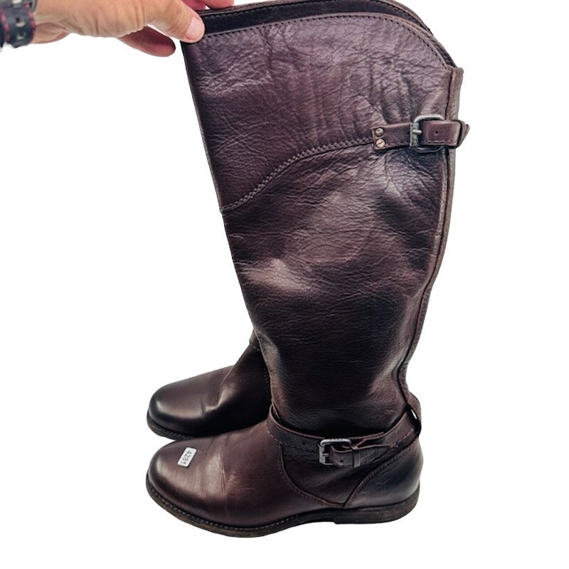 Vintage Frye Phillip Real Leather Buckle Riding Boots 3476844 Brown Womens 7B
