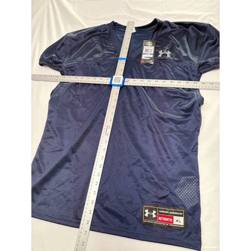 Under Armour Heat Gear Football Jersey Short Sleeve Fitted Navy Mens Size XL