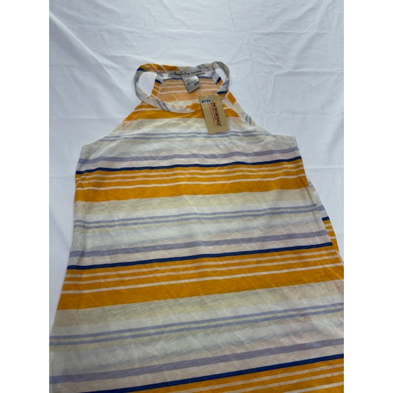 American Rag Cie Halter Tank Top Hi-Low Striped Yellow Blue Women Size XS