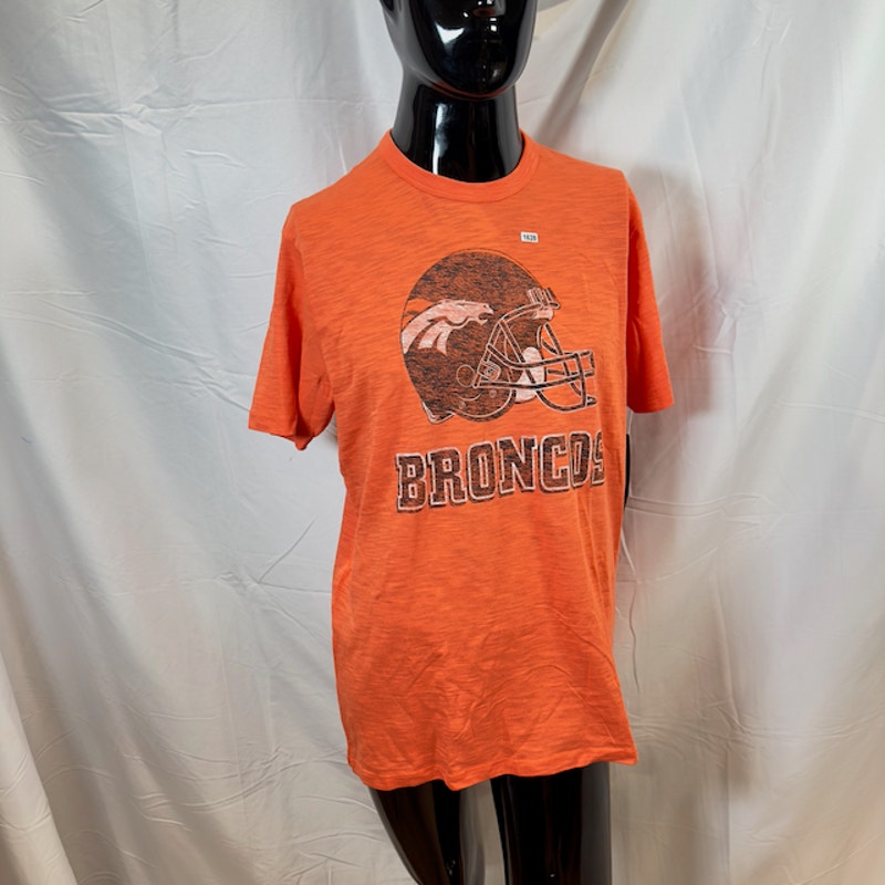 47 Brand Reprint Scrum Tee Denver Brochos Crewneck Carot Heather Mens Large