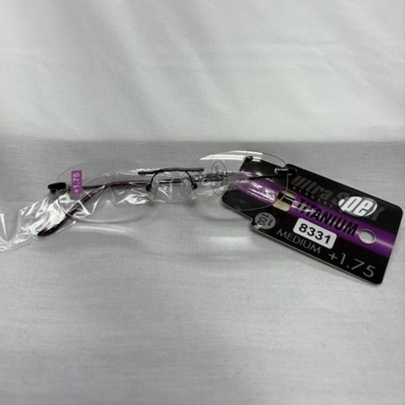Ultra Spex Compact Foldable Reading Glasses +1.75 Titanium Rimless Hook 102