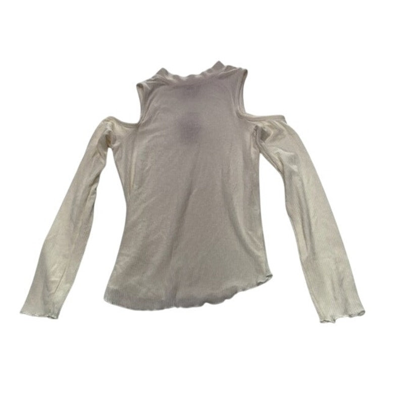 American Rag Cold-Shoulder Mock-Neck Top Long Sleeve Egret Juniors Size XS
