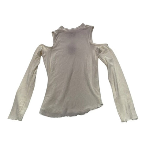 American Rag Cold-Shoulder Mock-Neck Top Long Sleeve Egret Juniors Size XS