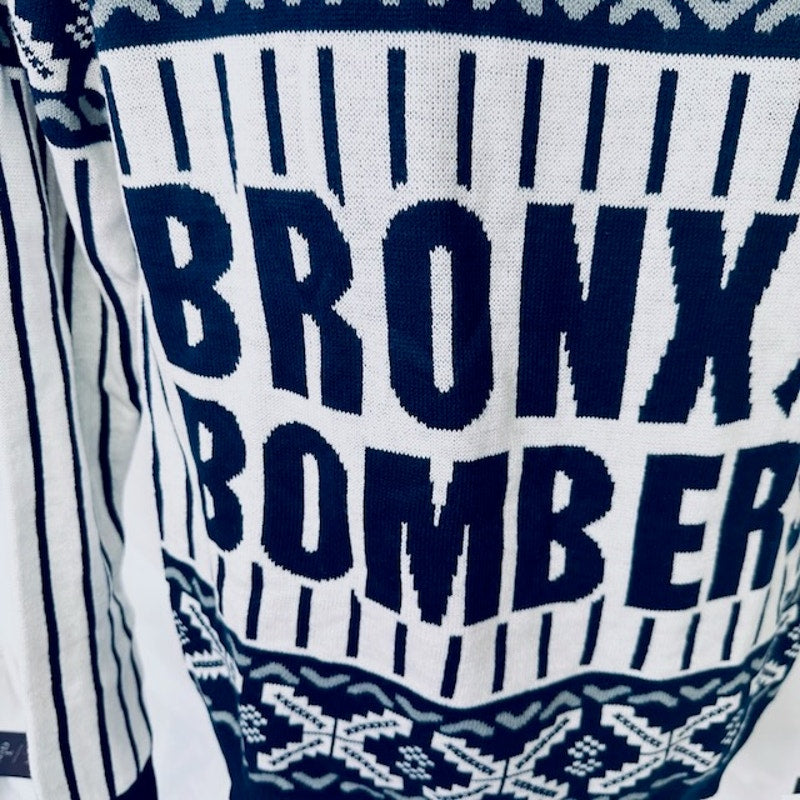 MLB New York Yankees Bronx Bombers Christmas Sweaters Knitted Navy Small