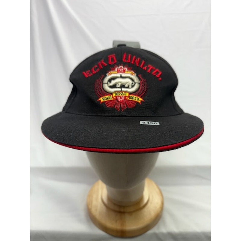Ecko Unltd Baseball Cap Embroidered Rhino Logo Hat Black Red Mens Size 7 1/2