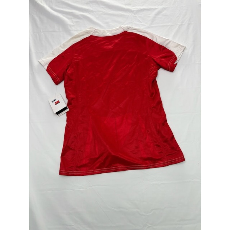 Nike Soccer Jersey Shirt Short Sleeve V-Neck Pullover Red/White Womens Sz S