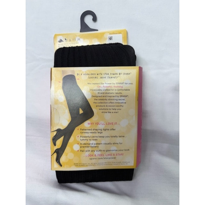 Star Power By SPANX Center-Stage Ribbed Row Shaping Tights Black Size A