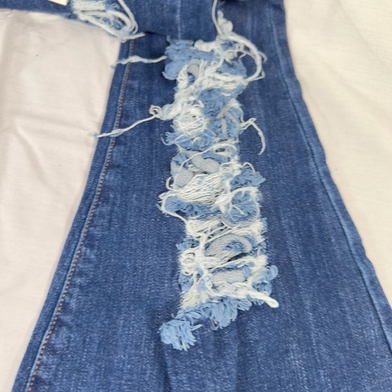 AP Blue by Aphrodite High Waisted Distressed Flare Jeans Cut Outs Blue 30