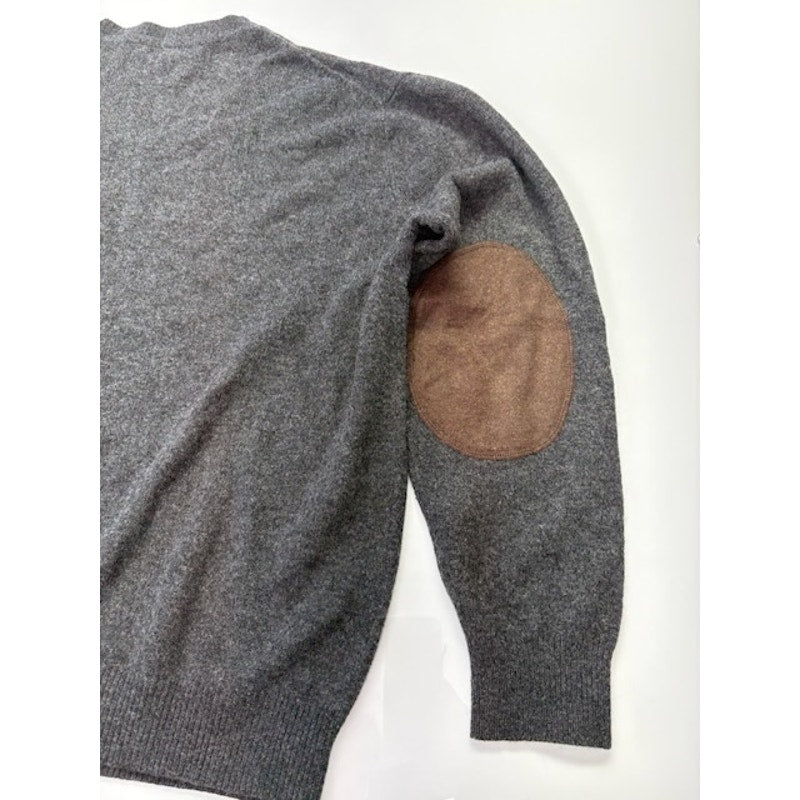 Scott James Crewneck Sweater Elbow Patch Pullover Cashmere Gray Mens Size XXL