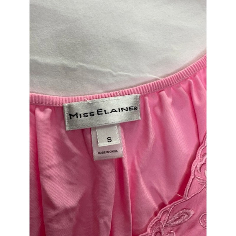 Miss Elaine Nylon Tricot Long Nightgown Short Sleeve Womens Pink Size S
