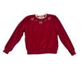 Alfred Dunner Sweater Rhinestone Floral Crewneck Pullover Red Petite PS