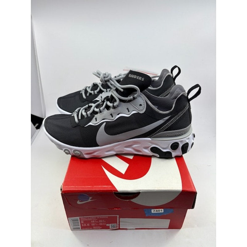 Nike NFL x React Element 55 Oakland Raiders CK4803-001 Black/White Mens Sz 9