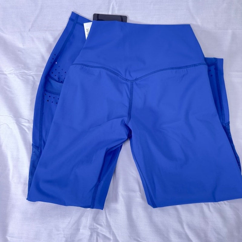 Kady Luxe Cosmo Leggings High Rise Elastic Waist Mesh Royalty Blue Womens XS