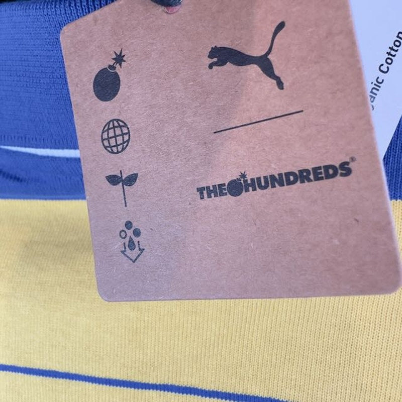 The Hundreds X Puma Polo Crew Shirt Olympian Blue Striped Blue Yellow Mens M