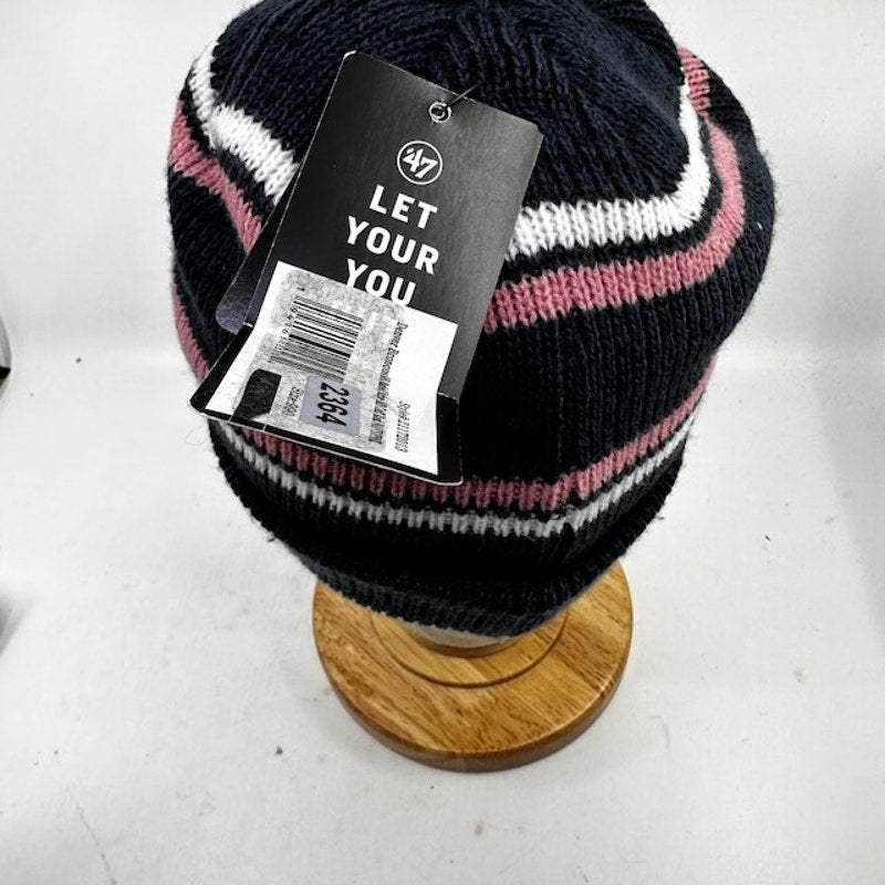 47 Brand NFL Denver Broncos Marled Stripe Cuff Knit Beanie Navy Pink OS
