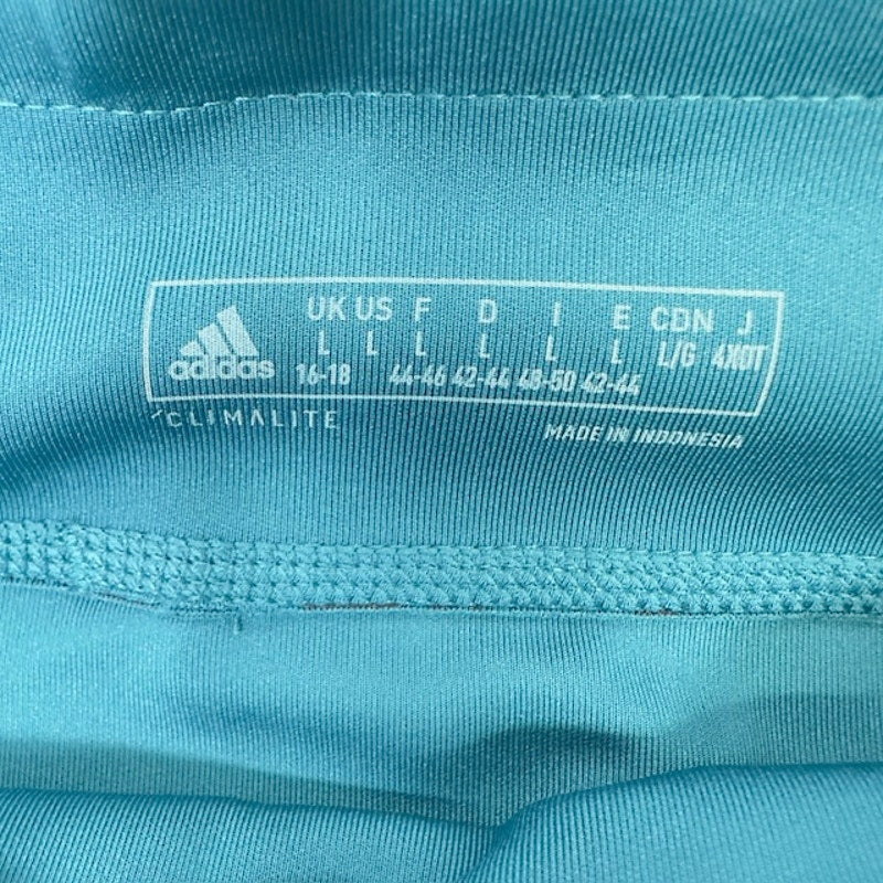 Adidas Climalite 3/4 Tight Leggings Mid Rise Striped Stretch Blue Womens L