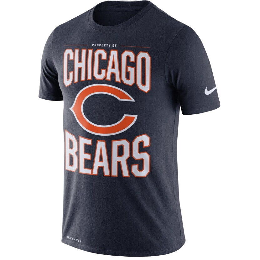 Nike Dri-Fit NFL Chicago Bears Property Of Performance T-Shirt Navy Size Size M