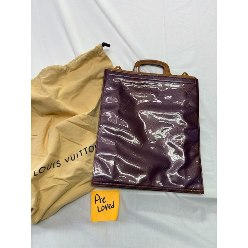 Louis Vuitton Clear Vinyl Hand Bag Leather Handle w/ Dust Bag Authentic Purple