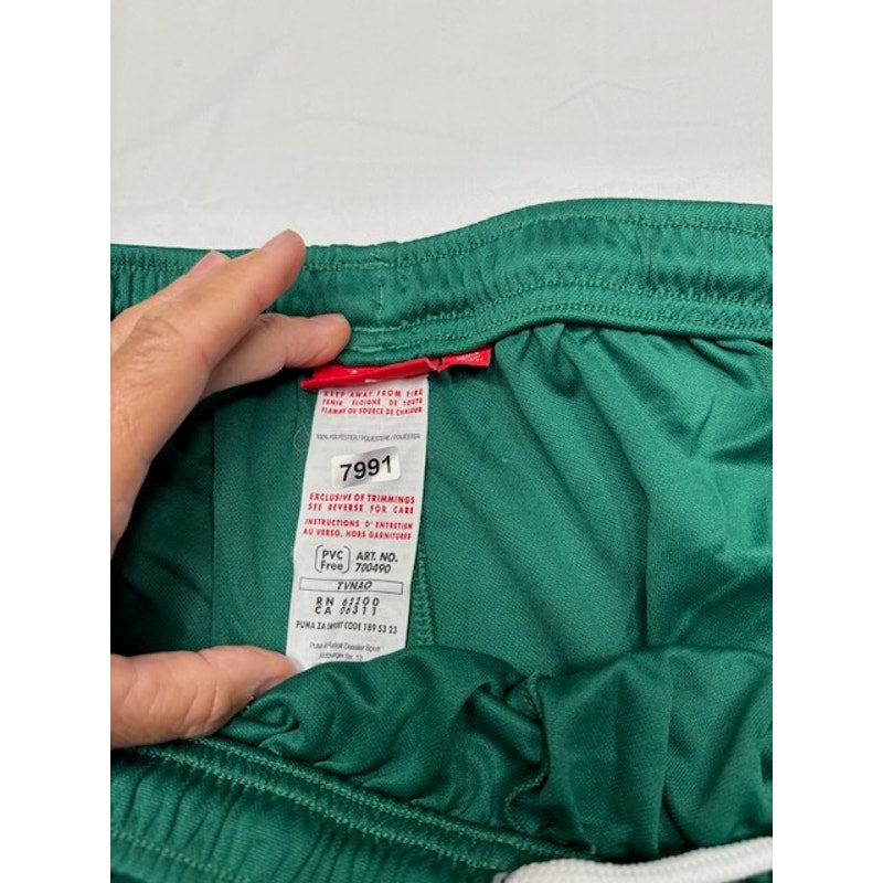 Puma Athletic Sports Shorts Elastic Waist Pull-On Lined Green/White Mens Size XL
