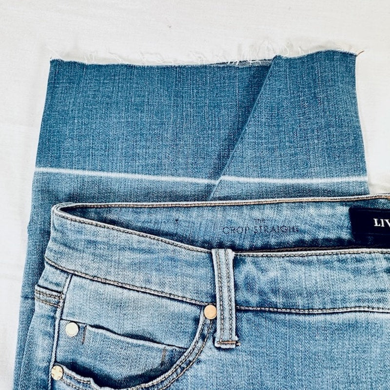 Liverpool Carter Crop Straight Jeans Release Hem Denim Blue Womens Size 16