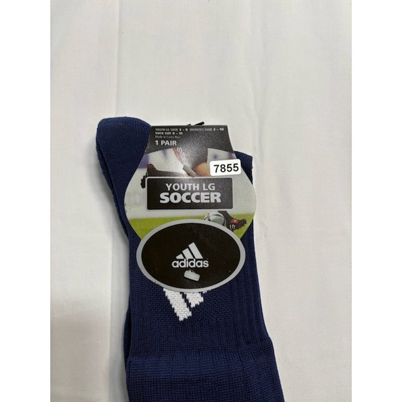 Adidas Soccer Socks 3 Stripe Knee High Navy/White Youth LG Shoe Size 3-9