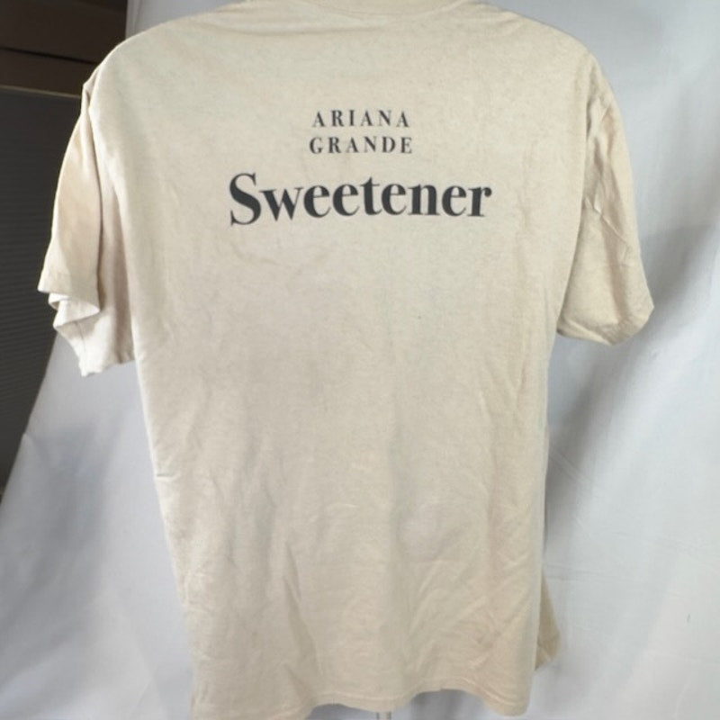 VTG Ariana Grande Sweetener T-Shirt Crew Neck Short Pre-Shrunk Cotton Beige L