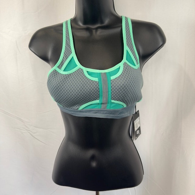 Nike Dri-FIT Swoosh UltraBreathe Sports Bra Scoop Neck Gray Green Womens Size XS