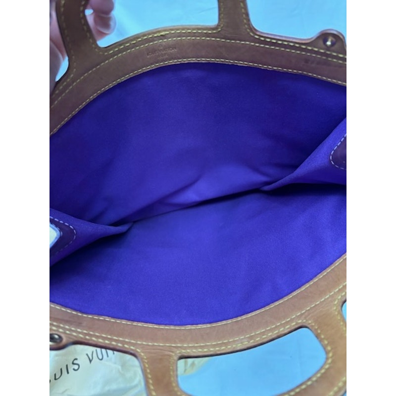 Louis Vuitton Clear Vinyl Hand Bag Leather Handle w/ Dust Bag Authentic Purple