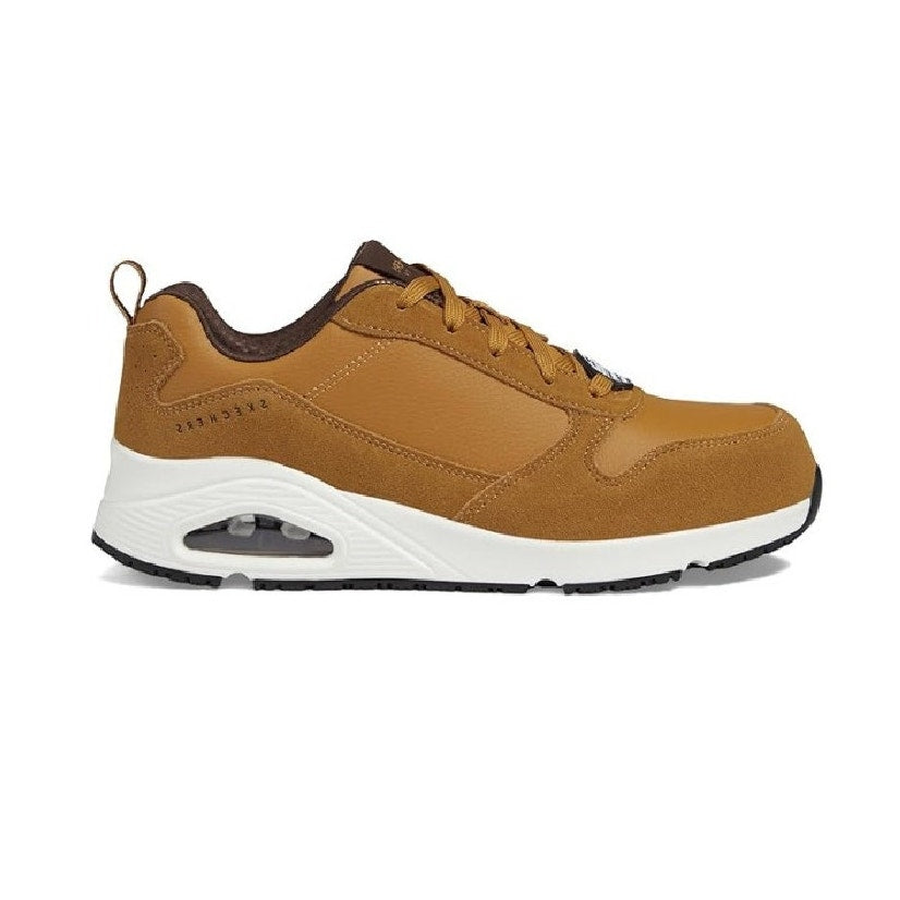 SKECHERS Work Uno SR Elainy Comp Toe Safety Shoes Suede Wheat Mens Size 8.5