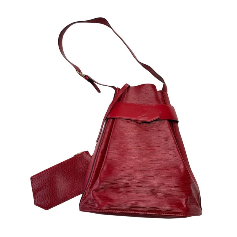 Authentic Louis Vuitton Sac d'Epaule Handbag Epi Leather Bucket Bag M80197 Red