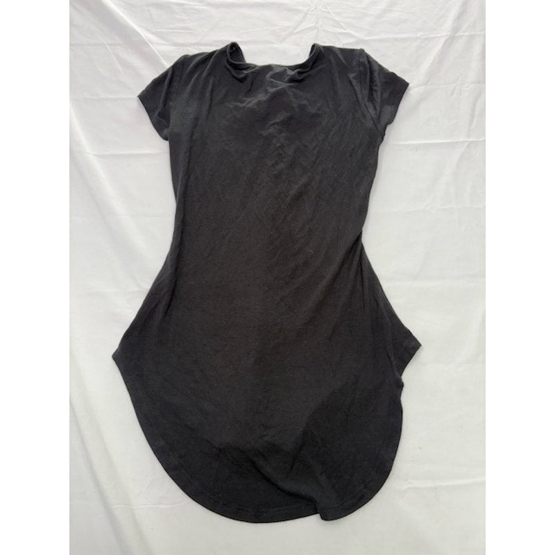 Ultra Flirt Lace Up Tunic Top Short Sleeve Hi-Low Hem Black Womens Size XS