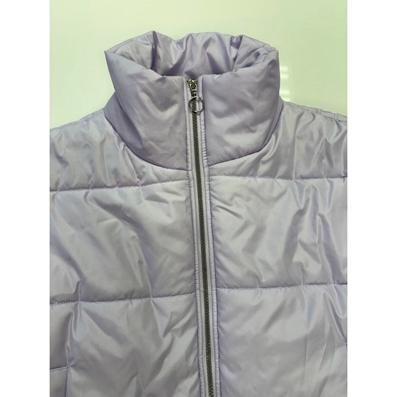 Celebrity Pink Cropped Puffer Coat Front Zipper Lined Purple Womens Size L