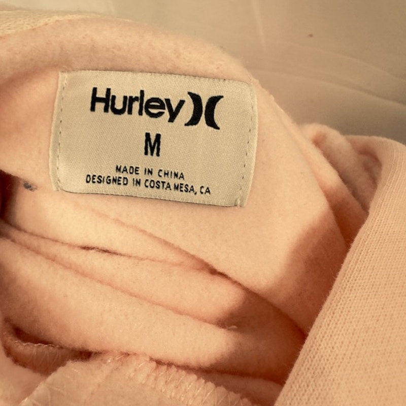 Hurley Destination Perfect Crop Fleece Pullover Cropped Hoodie Pink Womens M