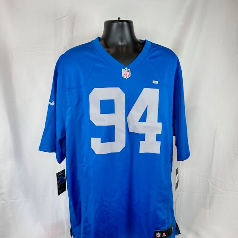 Nike NFL Ziggy Ansah #94 Detroit Lions Throwback Game Jersey Blue Mens Size XXL