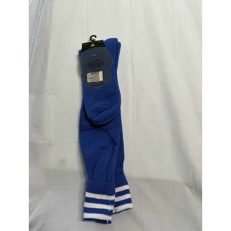 Adidas Soccer Socks 3 Stripe Knee High Blue/White Youth LG Shoe Size 3-9