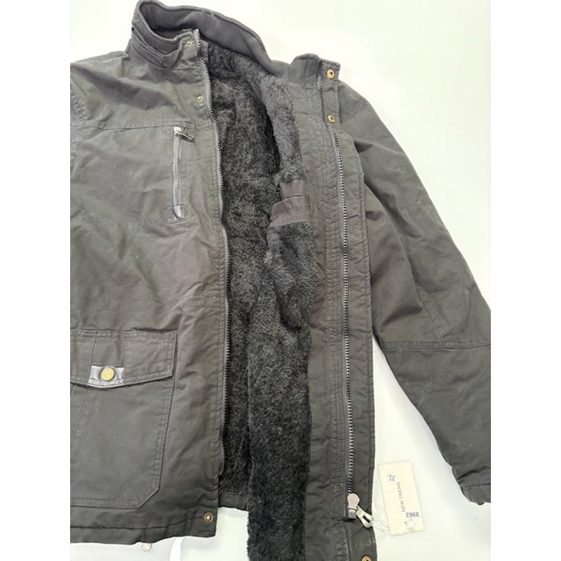 New Trend Winter Jacket Fleece Lined Zip-Up Front Pockets Black Mens Size XL